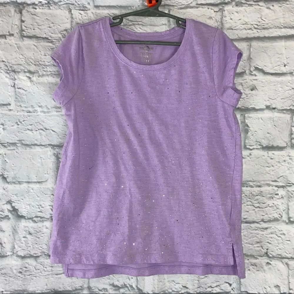 SO cutest girls short sleeve Crewneck tee w/silver sparkles purple sz 10